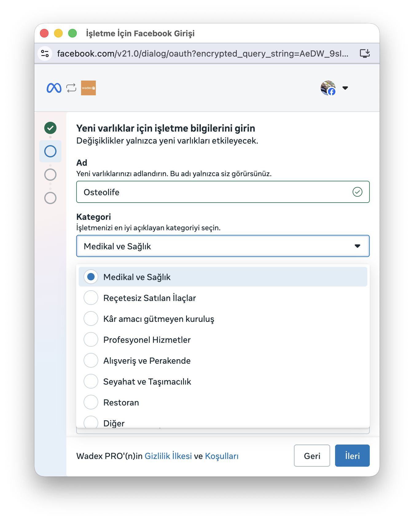 İşletme adı ve kategori