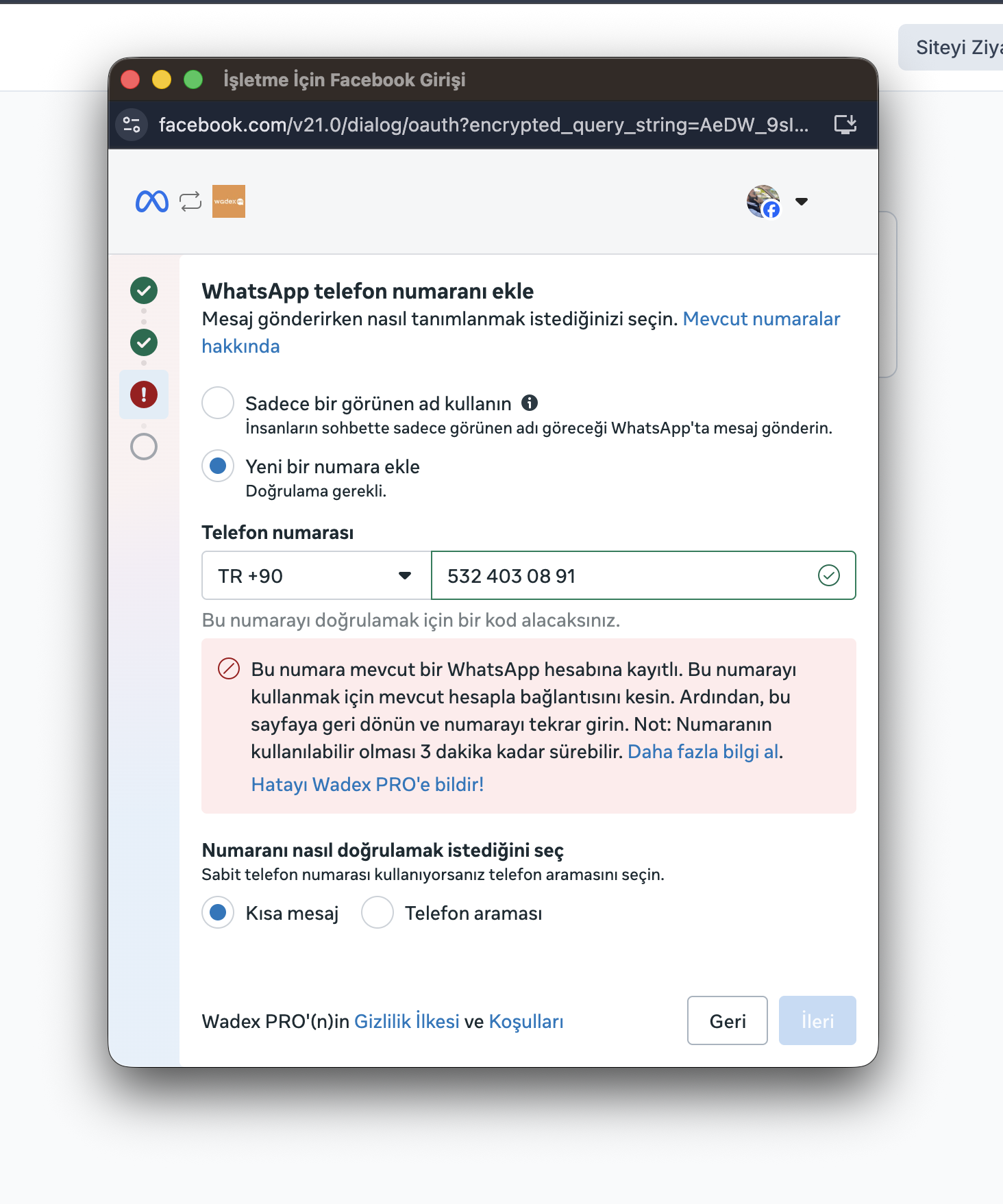 Hata: Numara hâlâ WhatsApp'ta kayıtlı