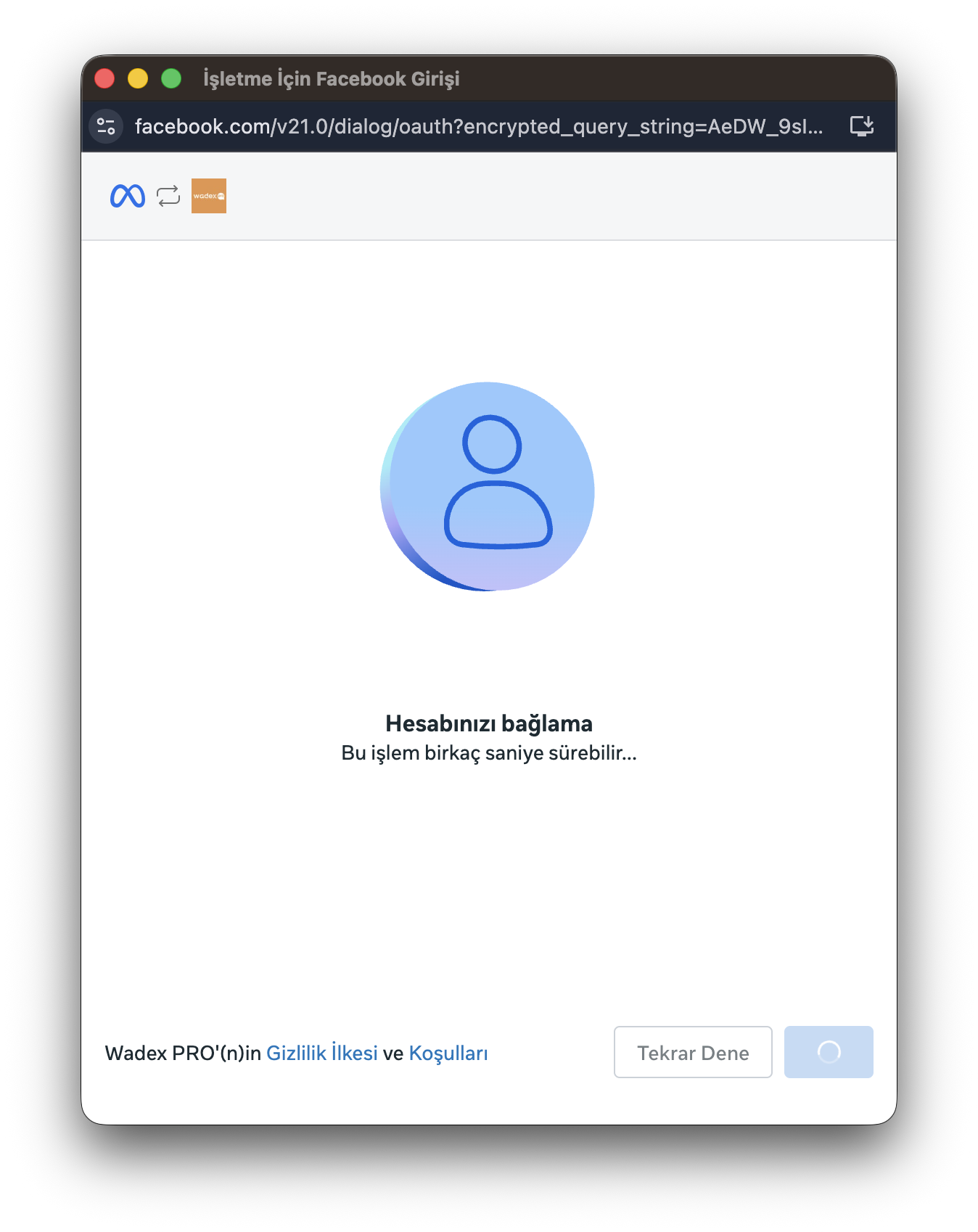 Hesabınızı bağlama ekranı 1