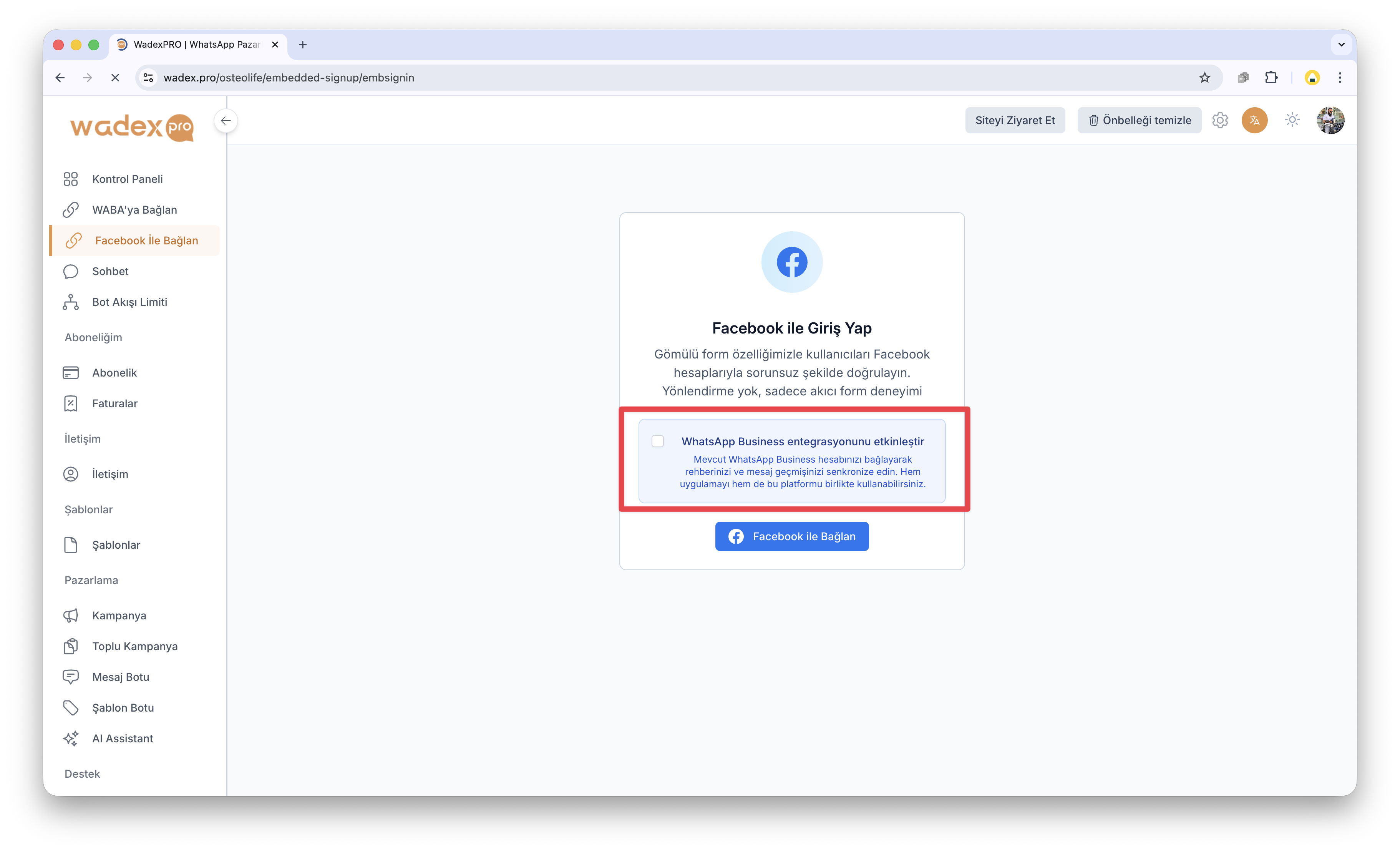 WhatsApp Business entegrasyonunu etkinleştir