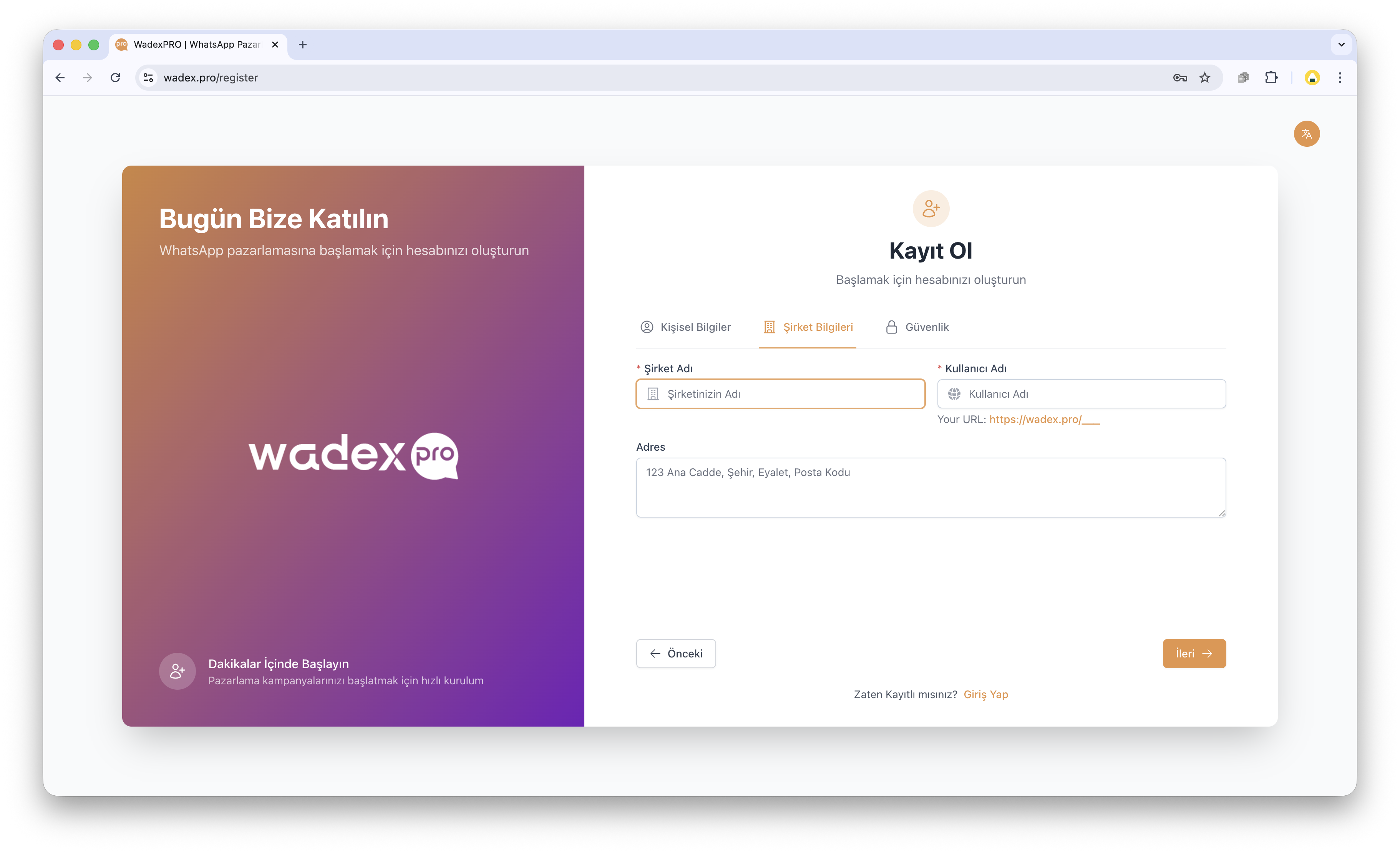 Şirket Bilgileri Ekranı