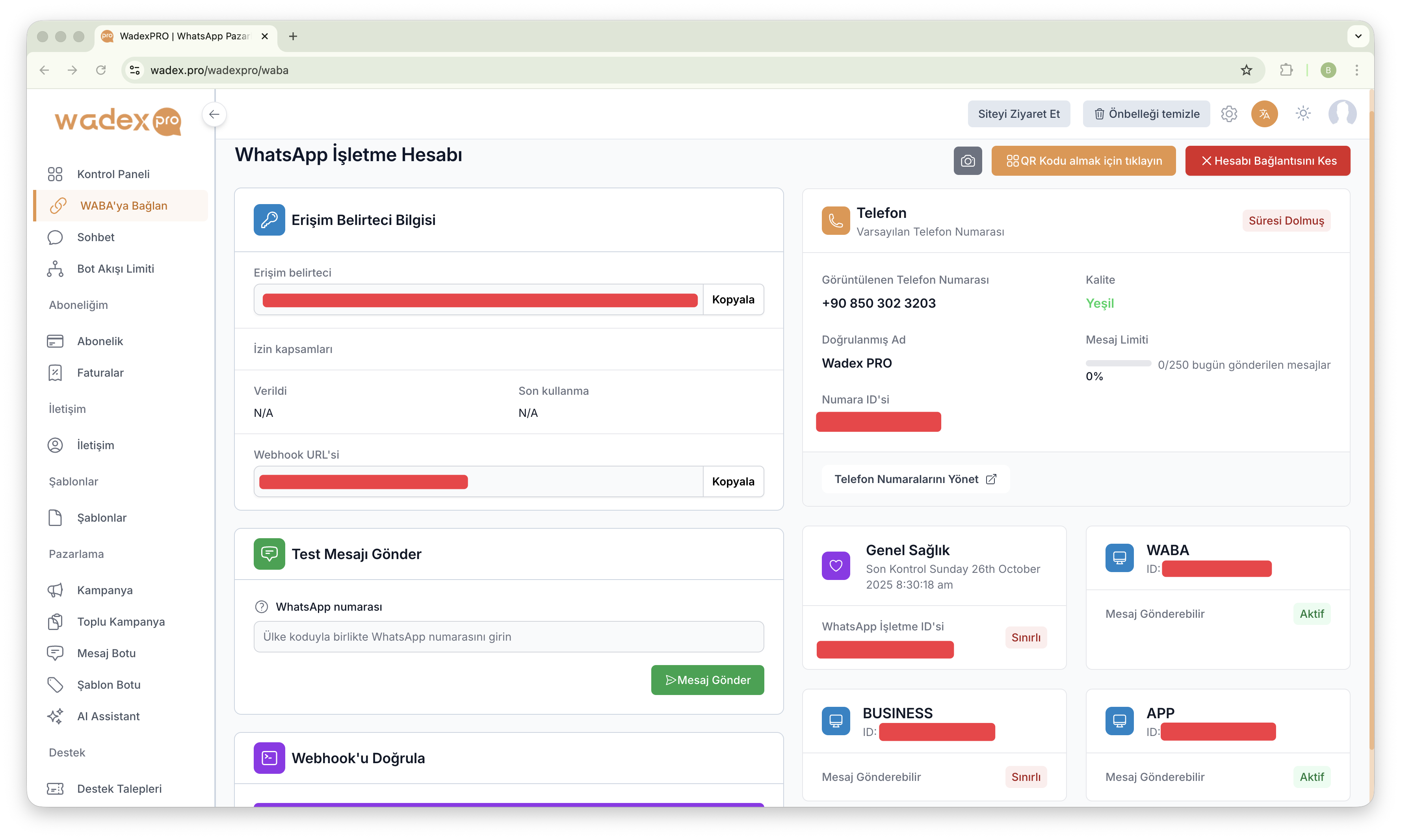 WABA Bağlantı Ekranı